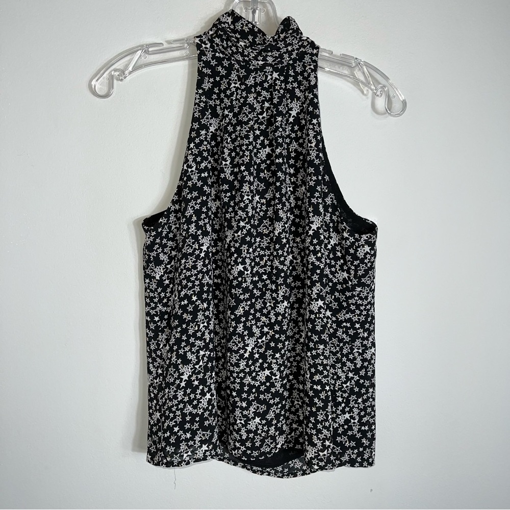 Sen Collection Adah High Neck Sleeveless Top Blouse-Black Star Pattern-XS-NWT